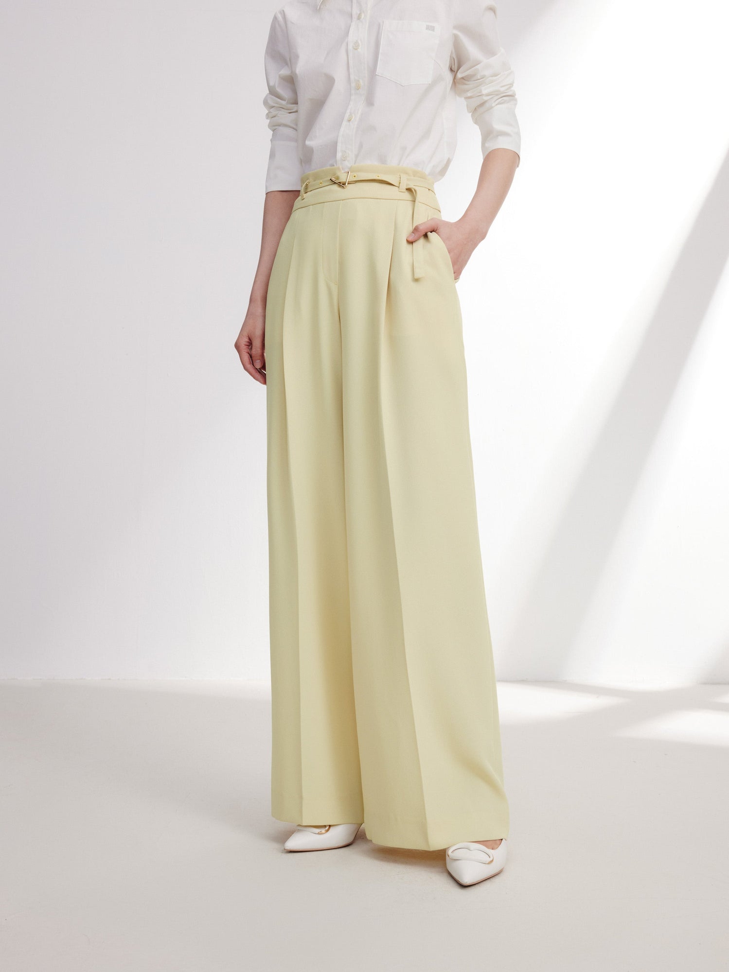 Acetate Commuter Relaxed-Fit Wide-Leg Pants | Green