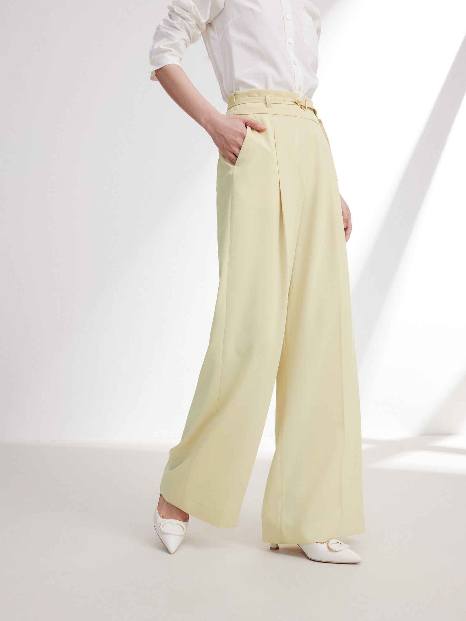 Acetate Commuter Relaxed-Fit Wide-Leg Pants | Green