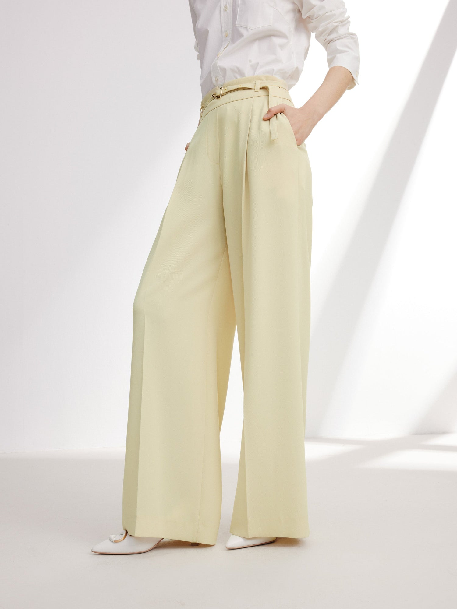 Acetate Commuter Relaxed-Fit Wide-Leg Pants | Green