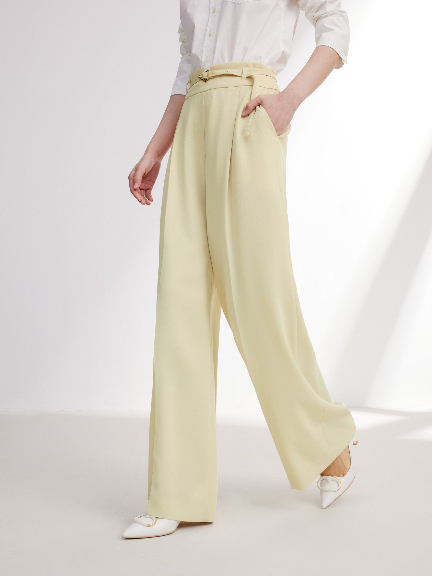 Acetate Commuter Relaxed-Fit Wide-Leg Pants | Green