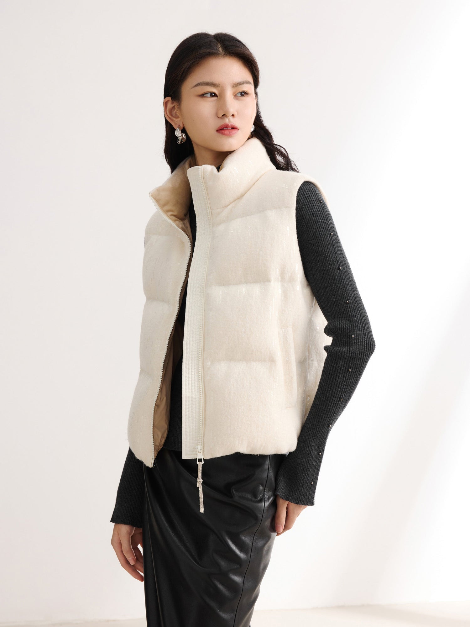 Contrast Sleeve Hoodie | Cream