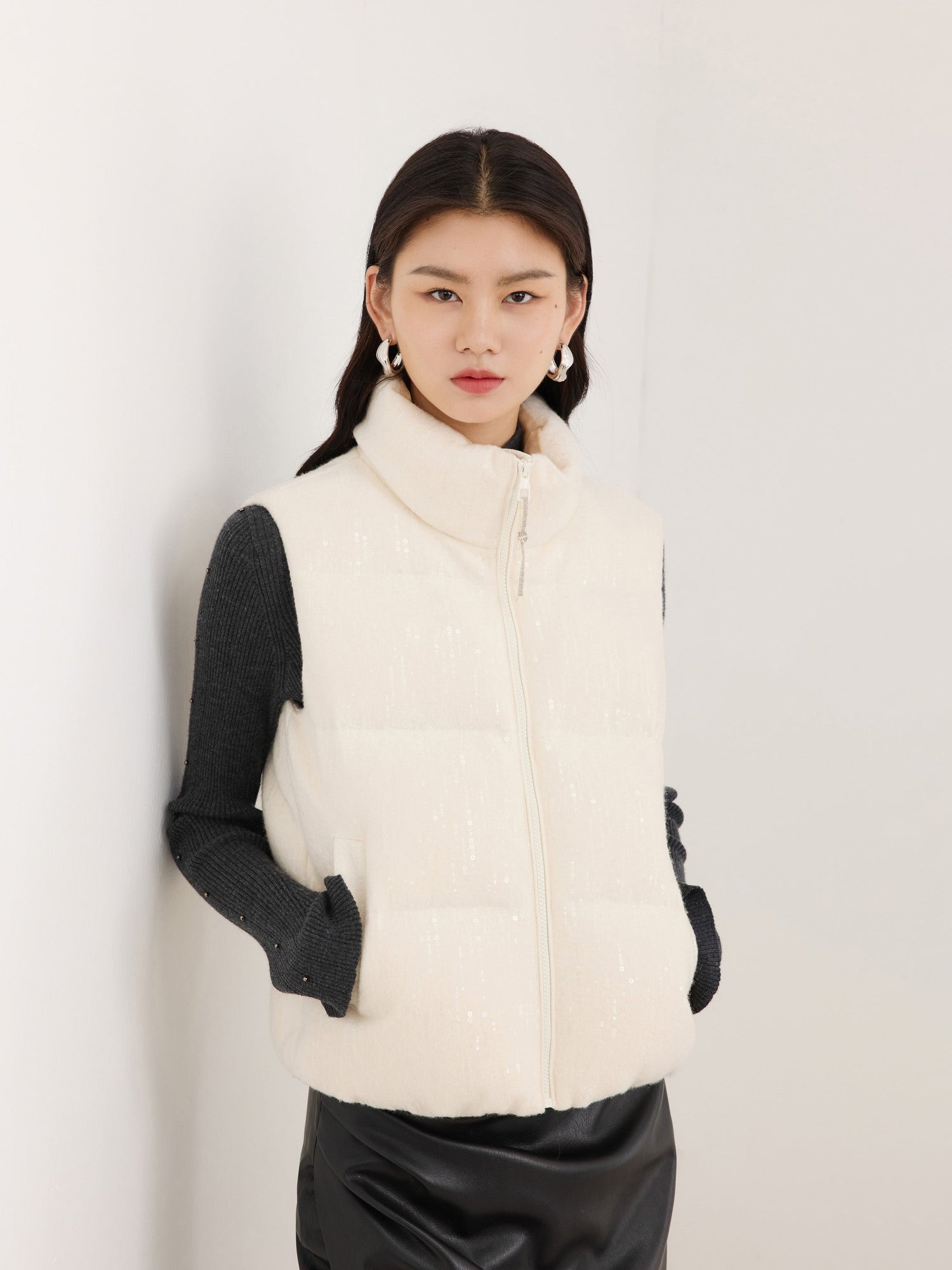 Contrast Sleeve Hoodie | Cream