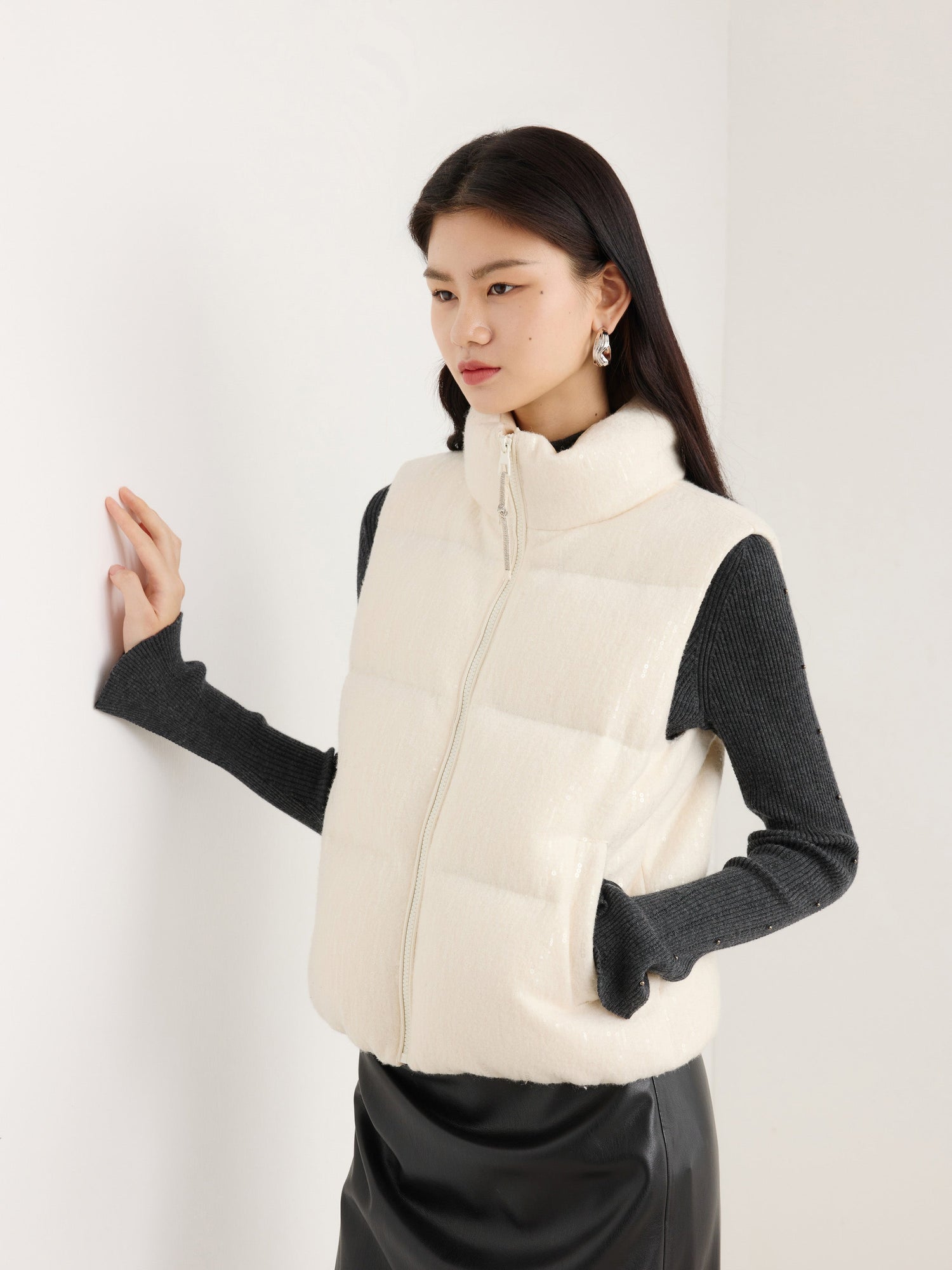 Contrast Sleeve Hoodie | Cream