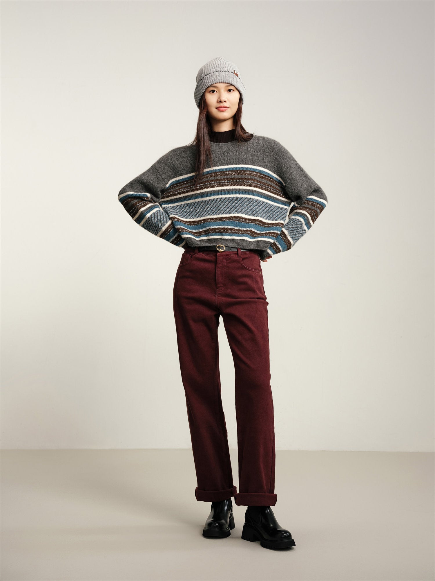 Knit Round Neck Pullover | Grey