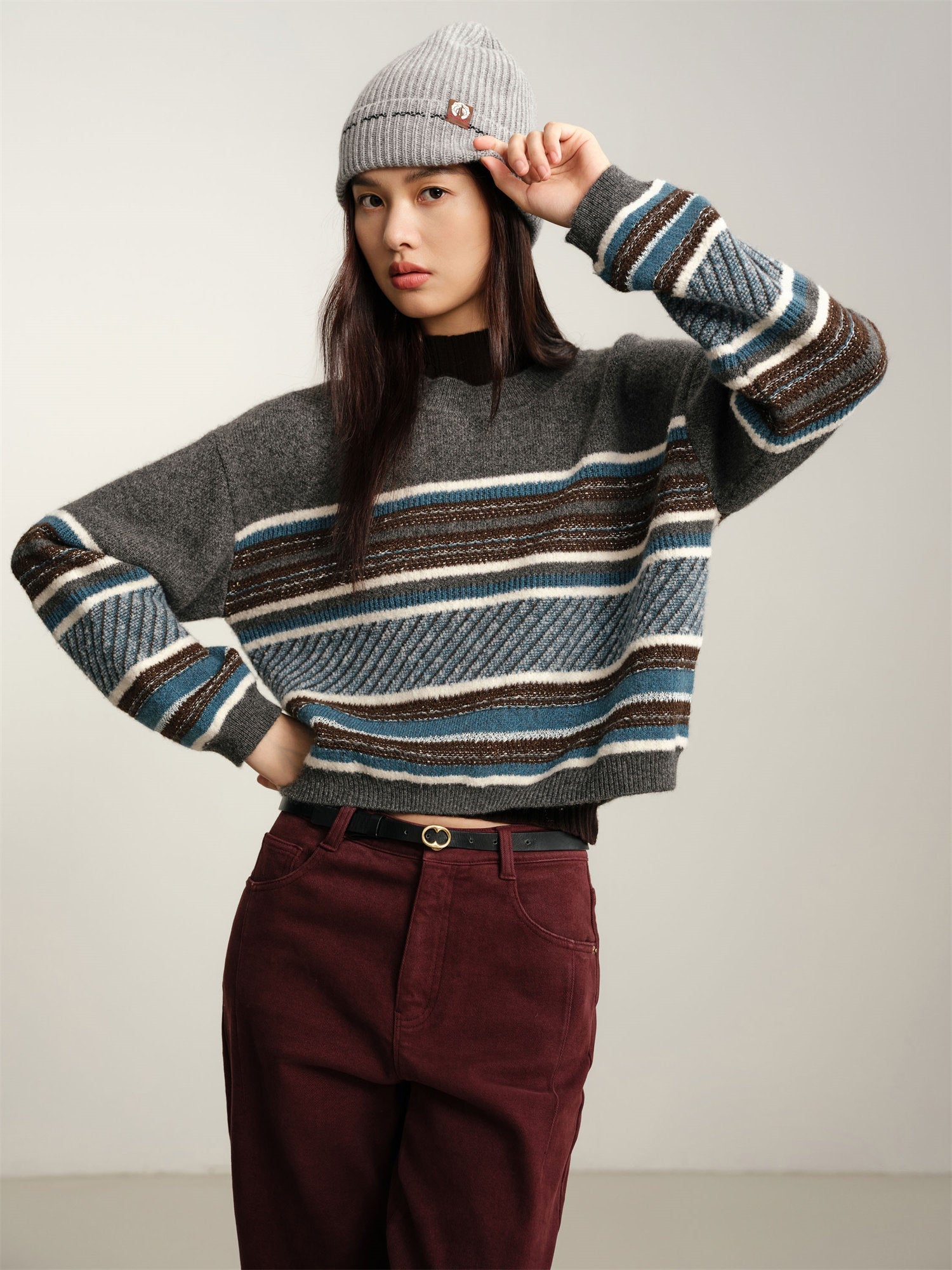 Knit Round Neck Pullover | Grey