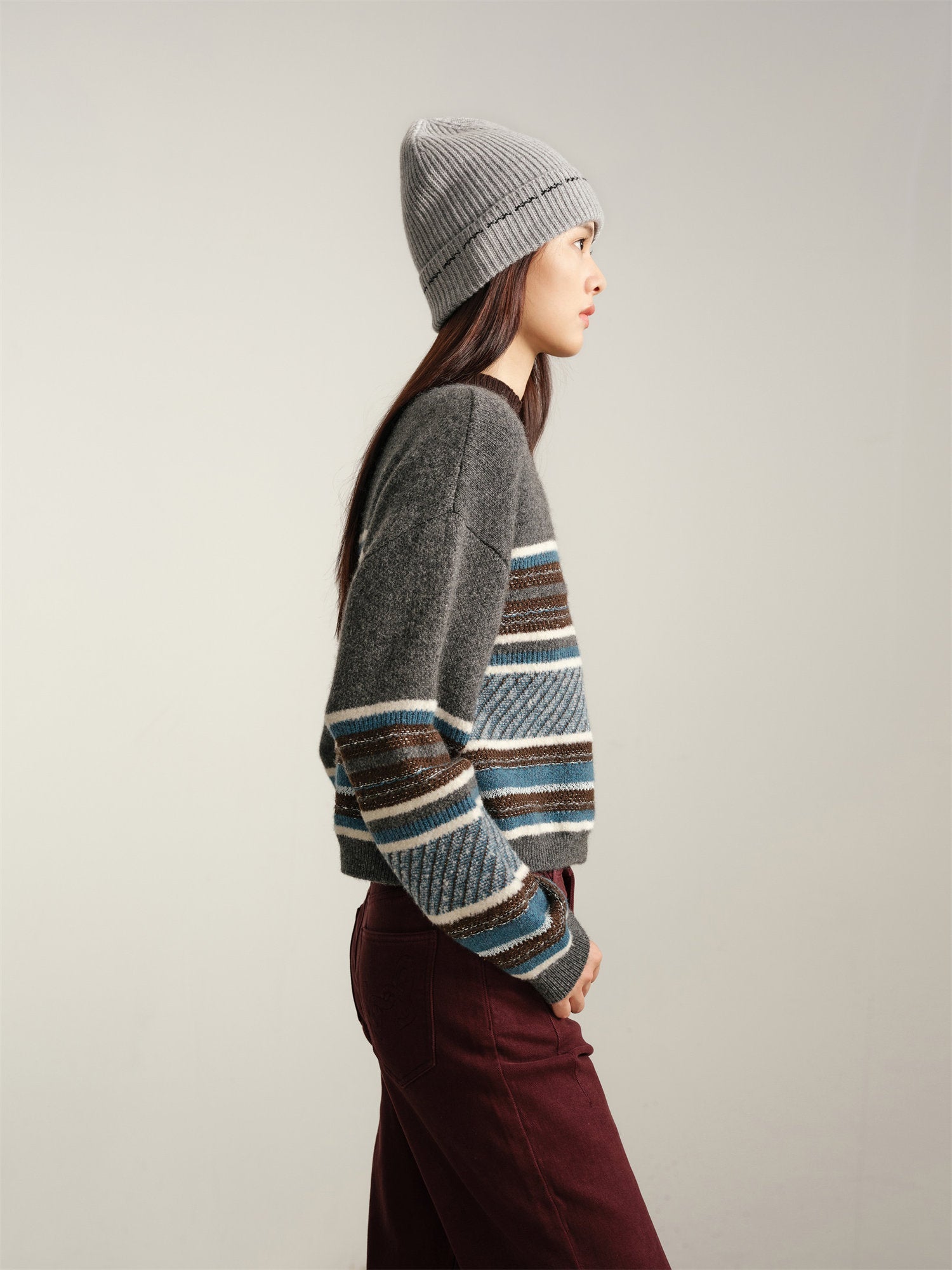 Knit Round Neck Pullover | Grey
