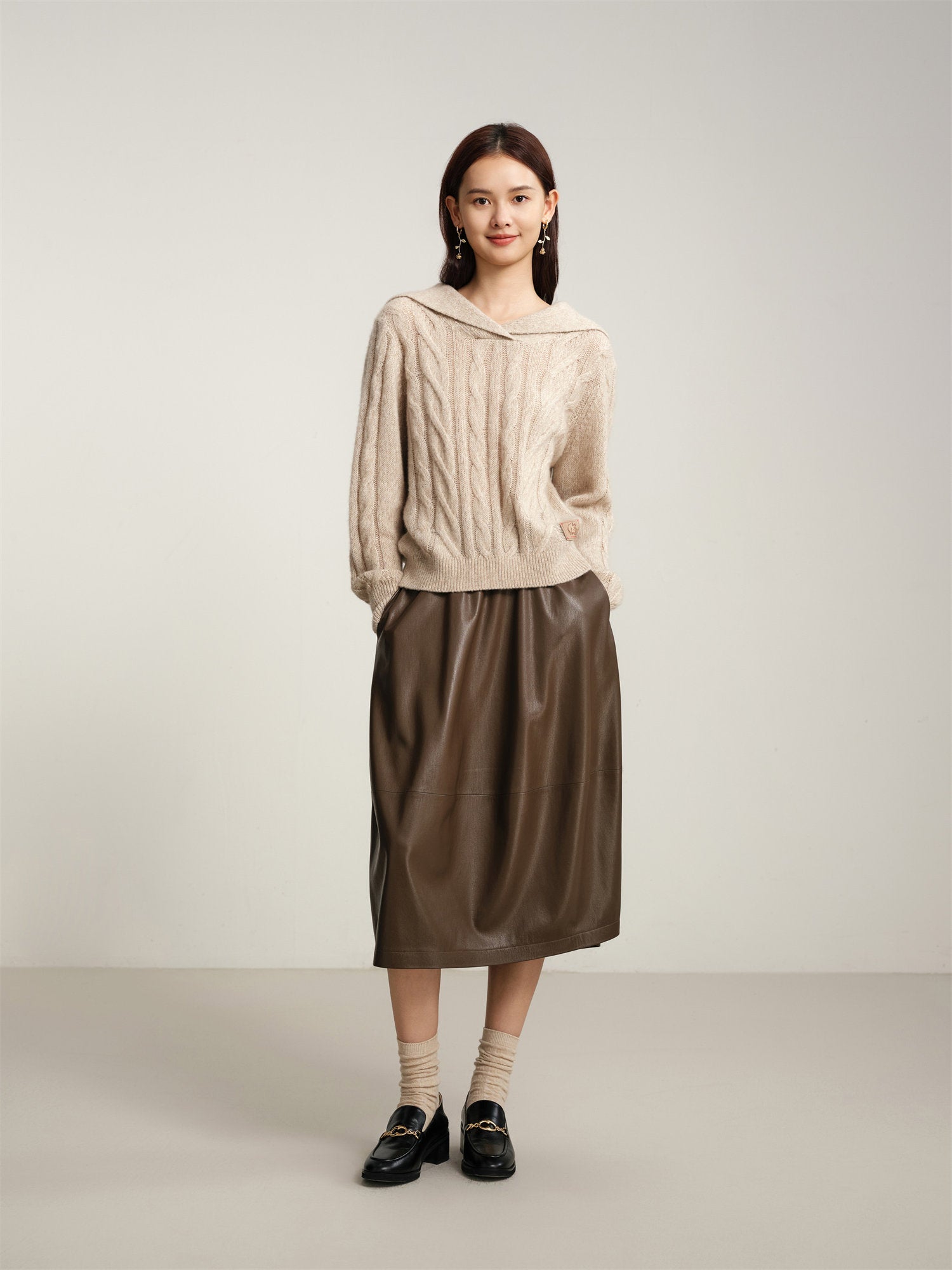 Knitted Pullover Sweater | Beige