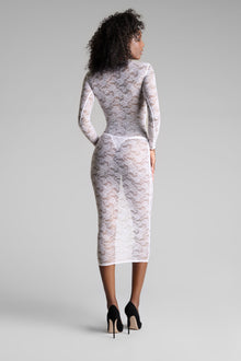 Long Sleeve Midi Dress - Flashback | White