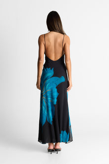 Raya Maxi Dress | Black/Blue Floral Print