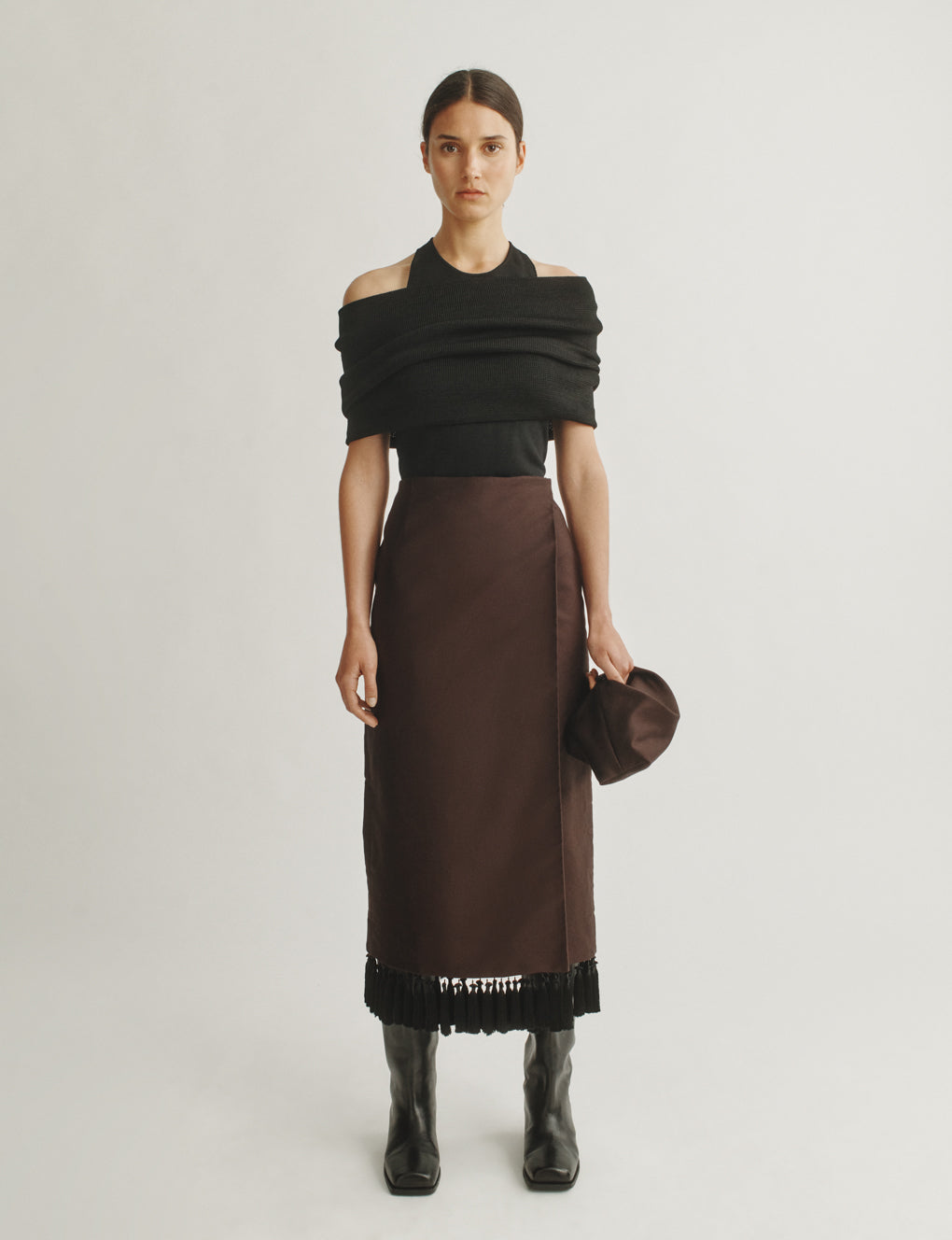 Womens | The Cadence Skirt in Cotton Sateen | Espresso