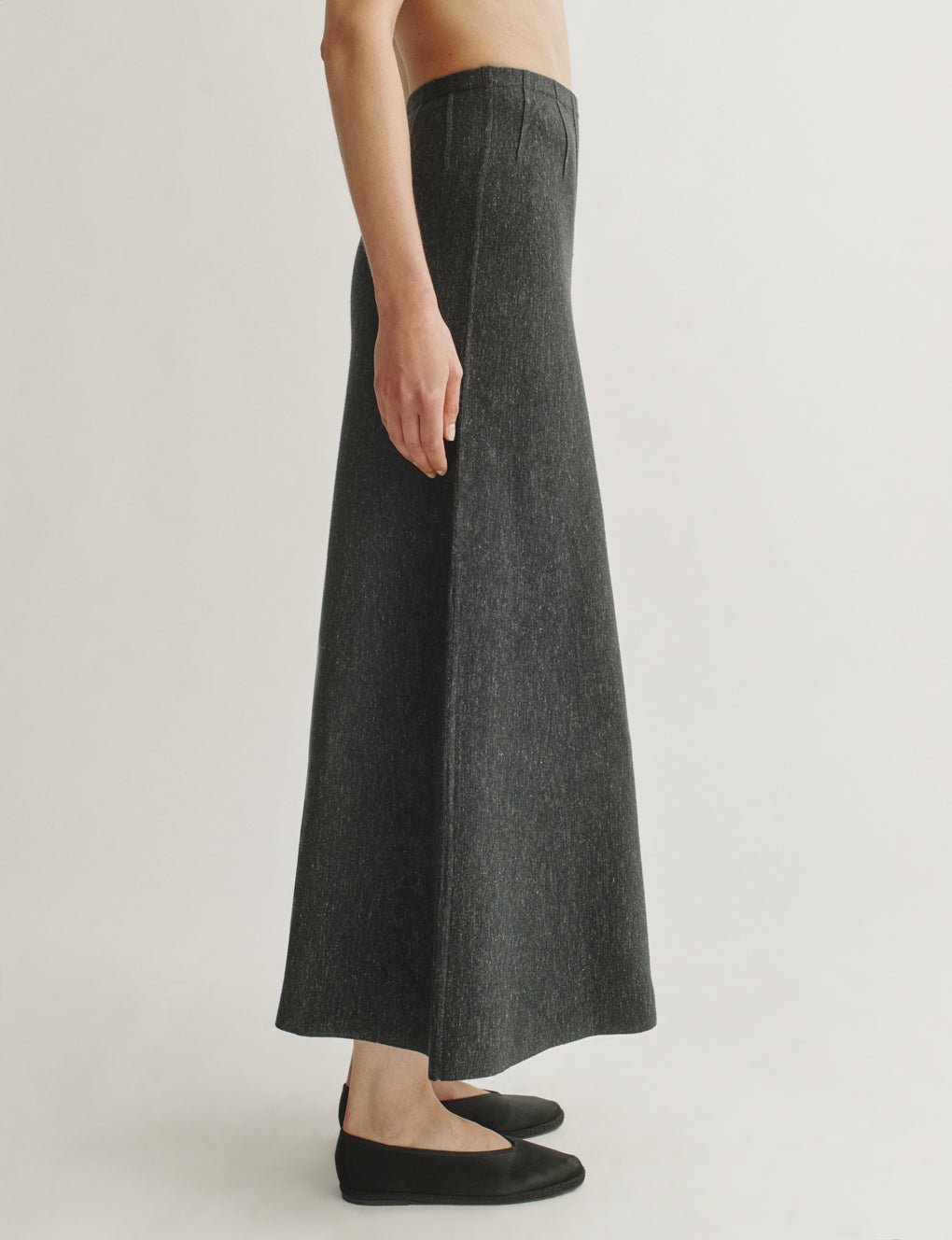 Womens | The Knit Corset Skirt in Wool-Silk Melange | Anthracite