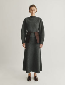 Womens | The Knit Corset Skirt in Wool-Silk Melange | Anthracite