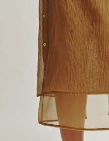 Womens | The Sheer Overlay Skirt in Starched Chiffon | Bronze