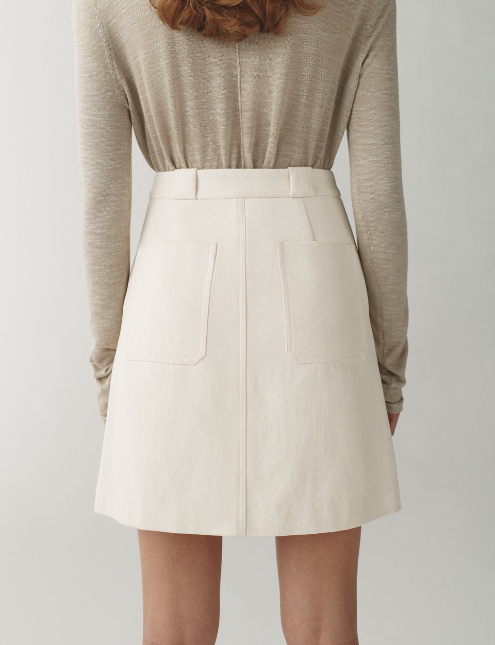 Womens | The Mini Utility Skirt in Washed Canvas | Chalk