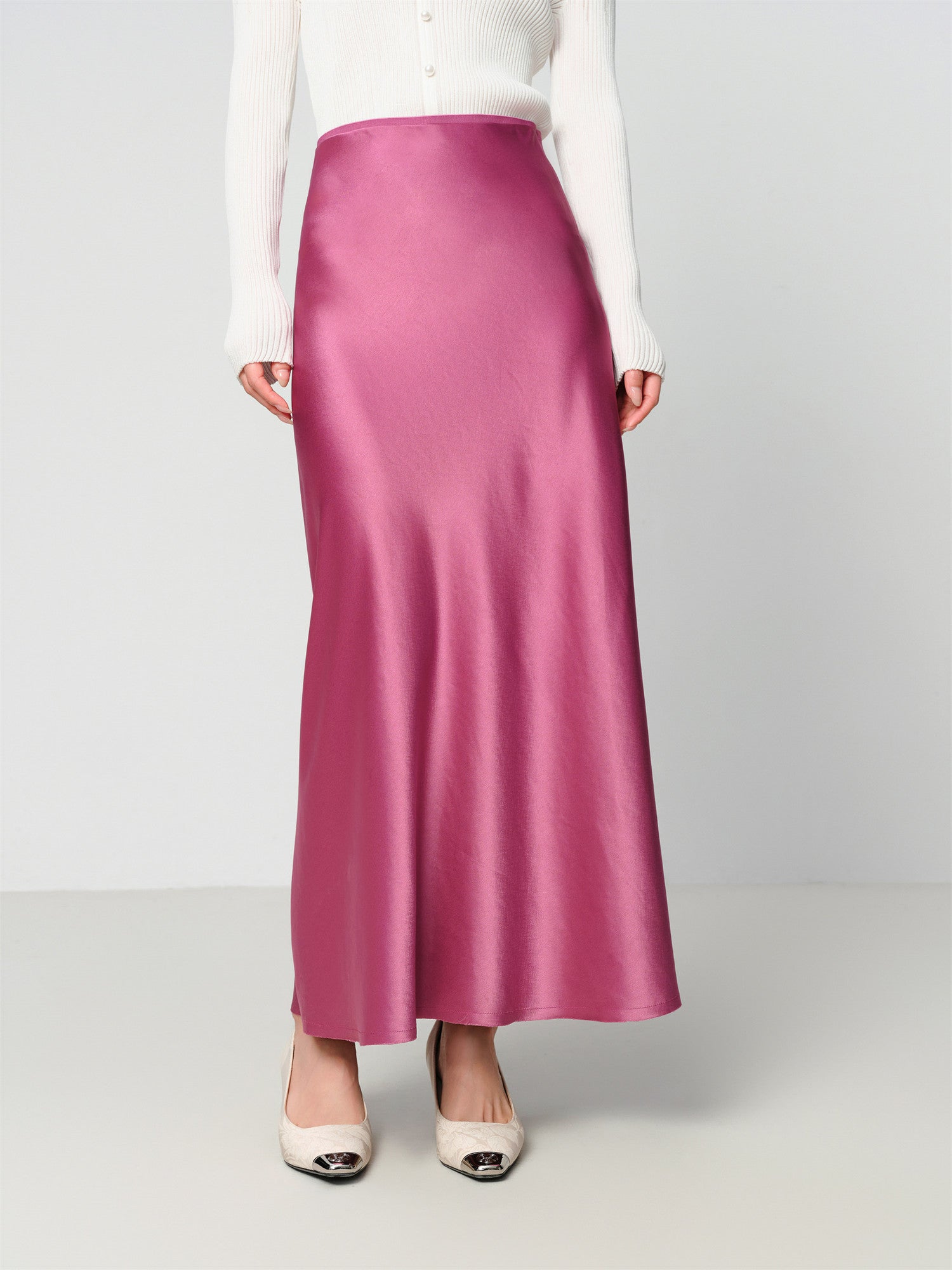 Iridescent Bias-Cut Acetate Skirt | Purple