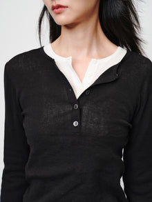 Slim round neck knit base sweater | Black