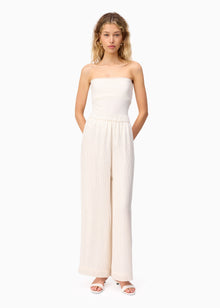Medina Metallic Chiffon Pant | White