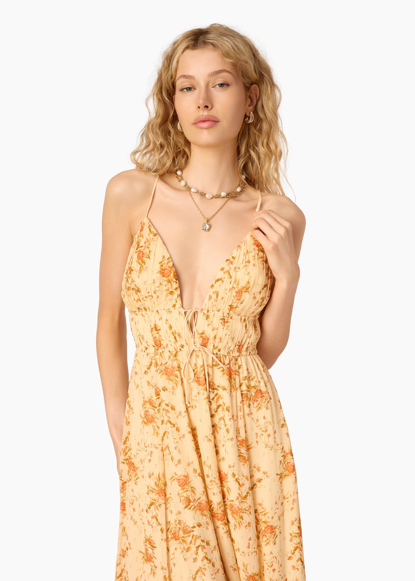 Dorinda Crinkle Chiffon Maxi Dress | Golden Hour