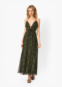 Dorinda Metallic Chiffon Dress | Forest Paisley