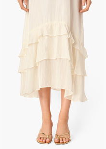 Esmeralda Metallic Chiffon Dress | White