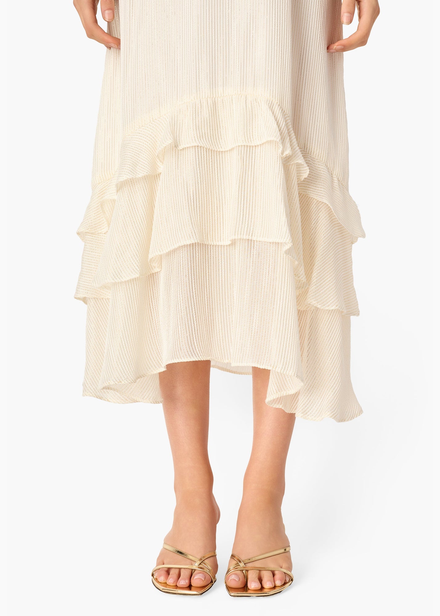 Esmeralda Metallic Chiffon Dress | White