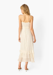 Esmeralda Metallic Chiffon Dress | White