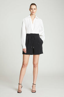 Halston | Corey Cotton Shirting Bodysuit | Chalk