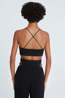 Halston | Gwen Crepe Scoop Neck Bralette | Black
