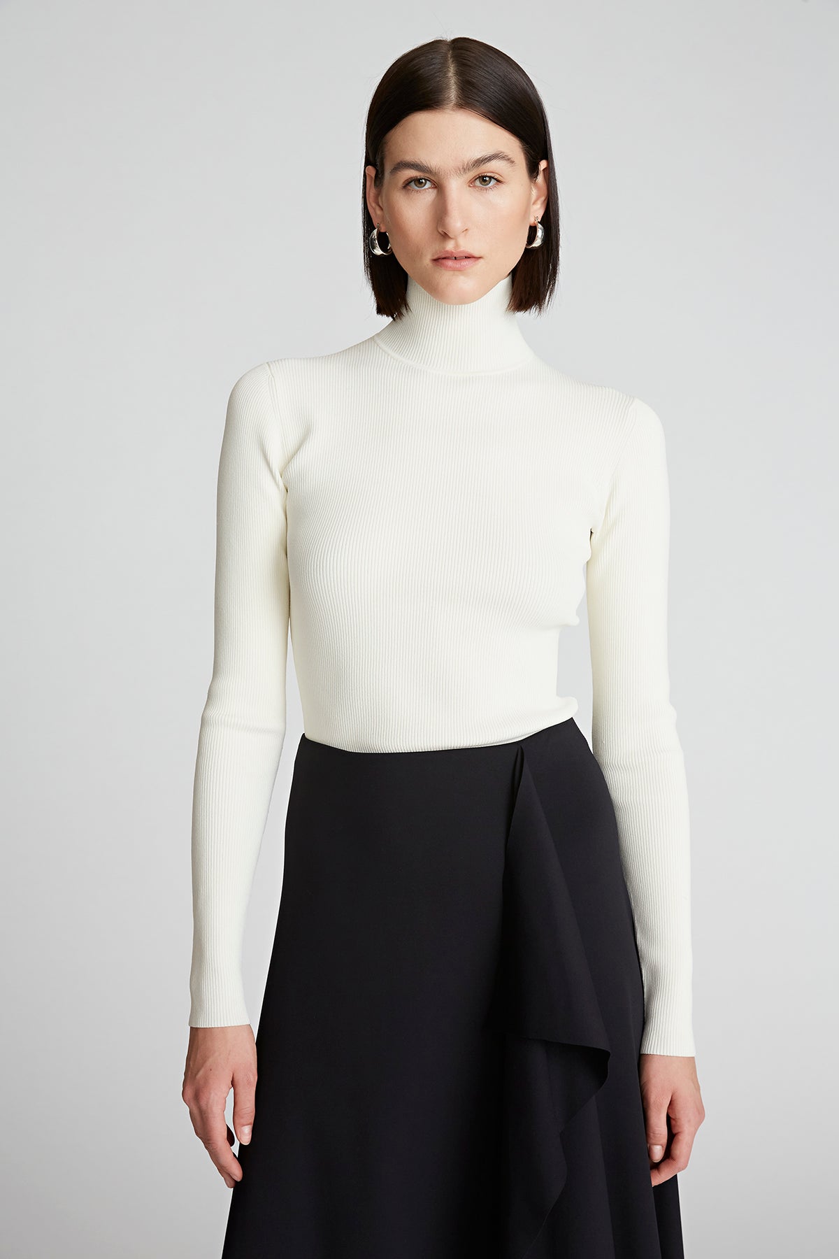 Halston | Ty Turtleneck In Matte Viscose | Ivory