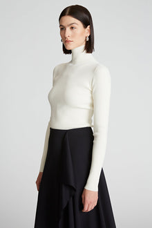 Halston | Ty Turtleneck In Matte Viscose | Ivory