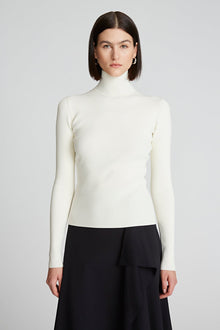 Halston | Ty Turtleneck In Matte Viscose | Ivory
