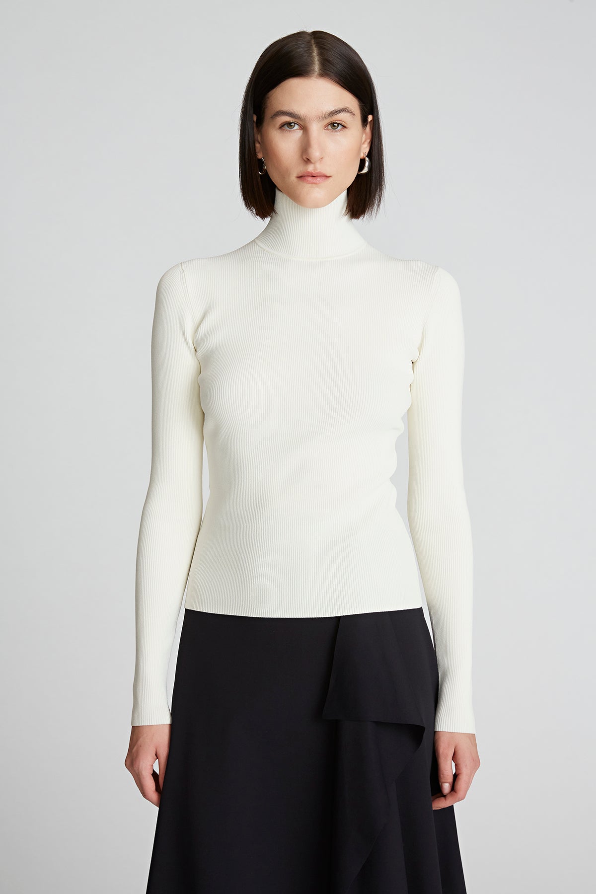 Halston | Ty Turtleneck In Matte Viscose | Ivory