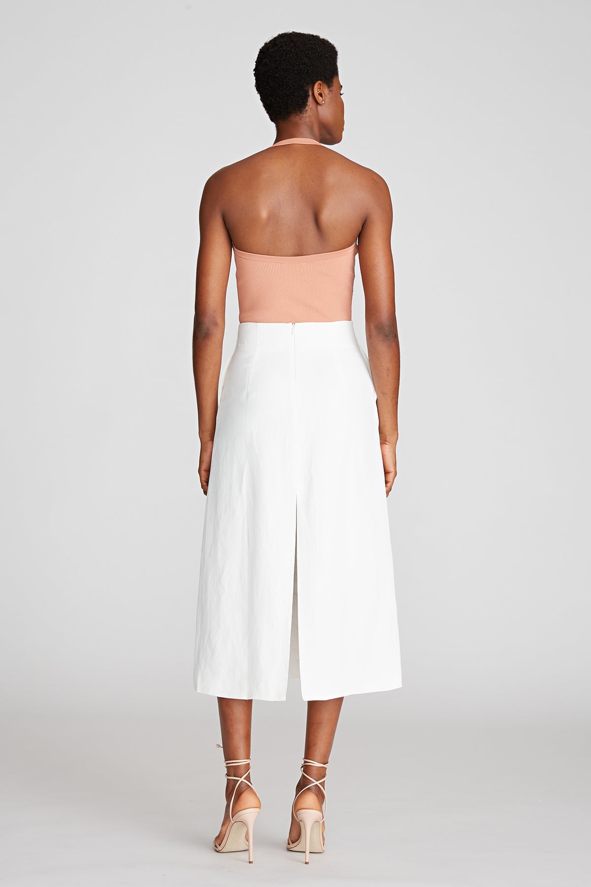 Halston | Evan Skirt In Viscose Linen | Chalk