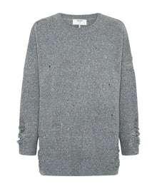 Distressed Fisherman Knit Sweater | Grey