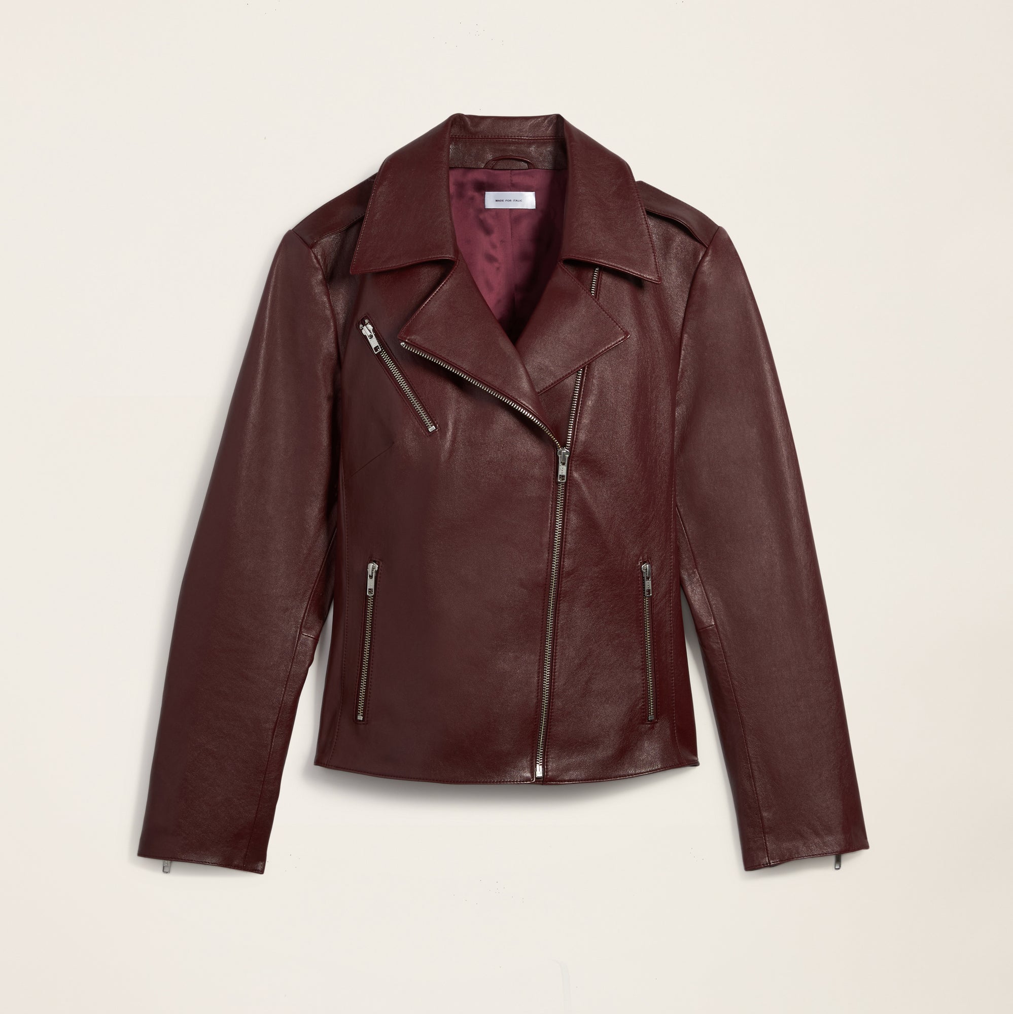 Womens | Lou Lightweight Lambskin Leather Jacket | Merlot