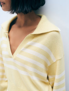 Varsity Cotton Striped Polo | Pale Marigold/Ivory