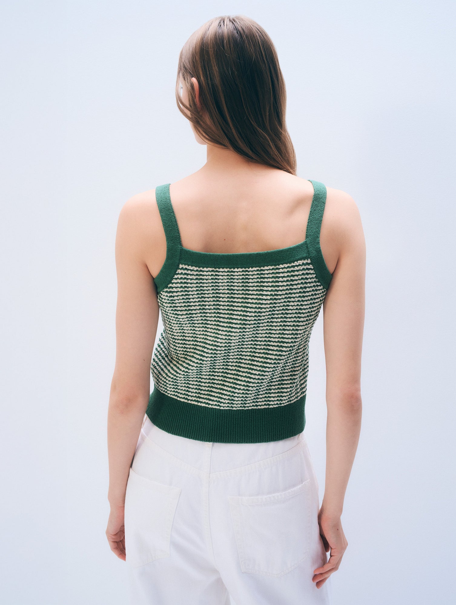 Boucle Tank Top | Ivy Green / Ivory Stripe