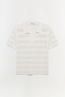 Mens | Calvin Striped Mesh Polo | Ivory