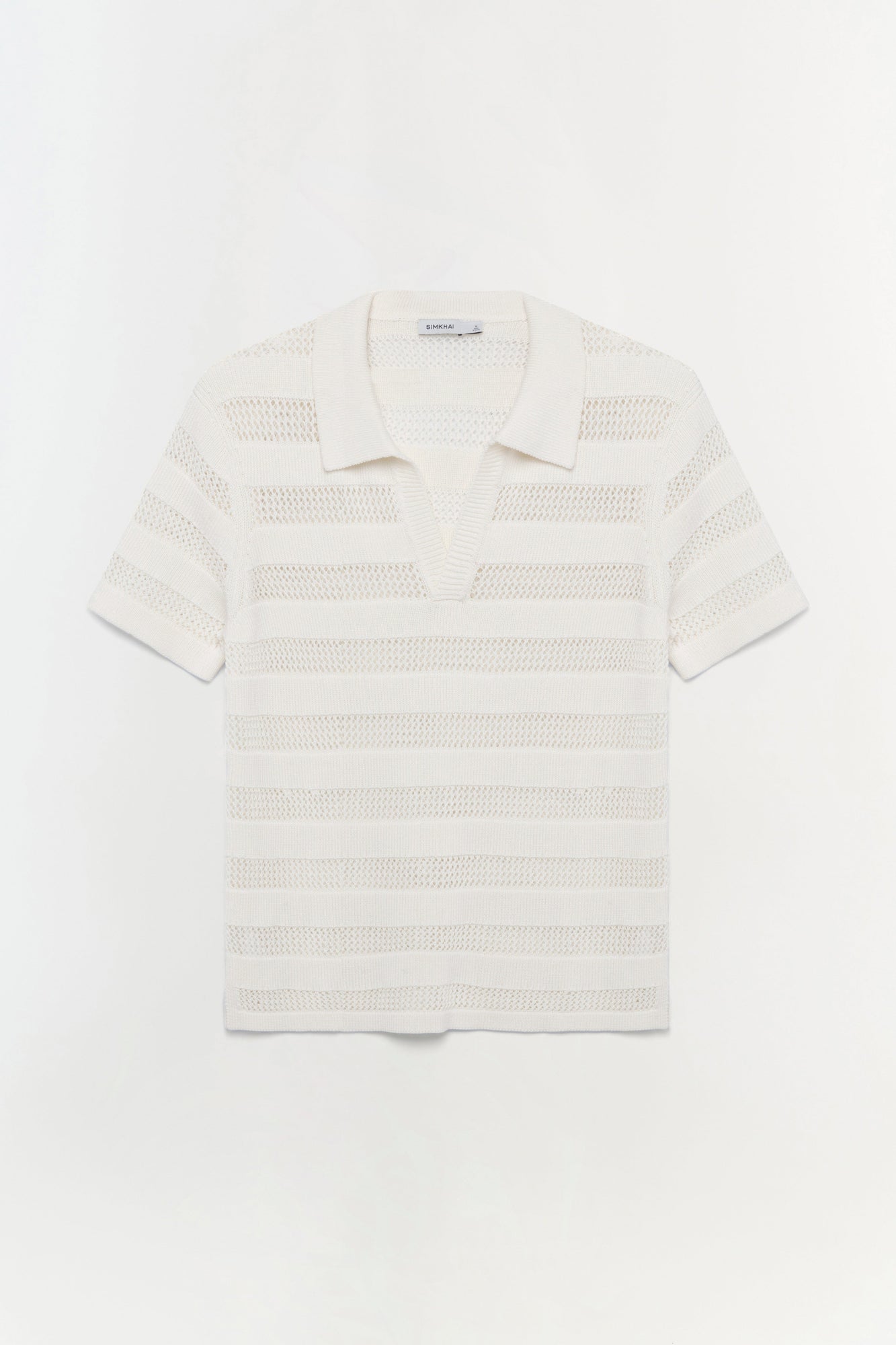 Mens | Calvin Striped Mesh Polo | Ivory