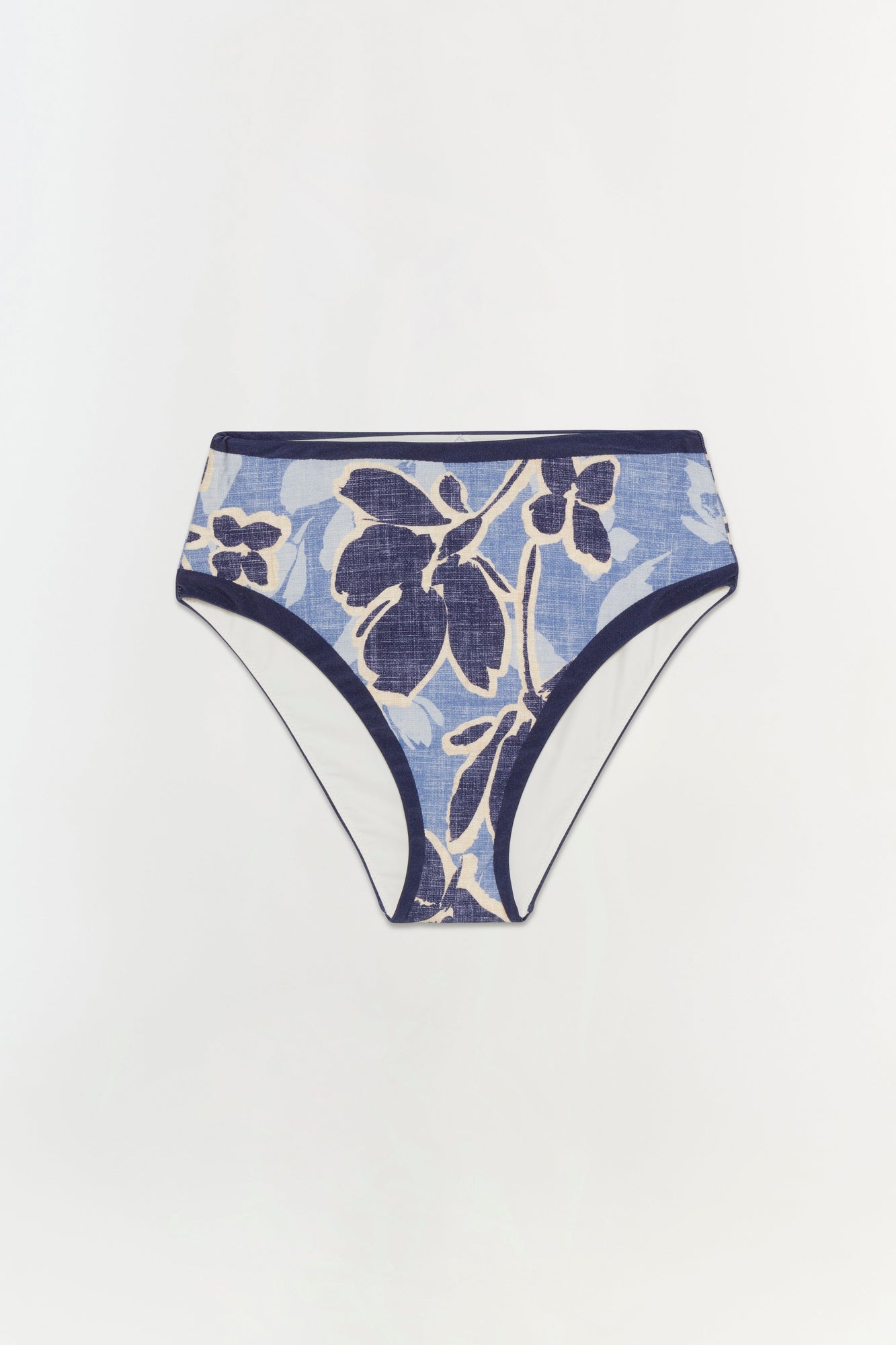 Womens | Dallia High Waist Bikini Bottom | Blue Hydrangea Floral