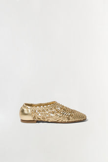 Womens | Eden Metallic Open Weave Flat | Gold