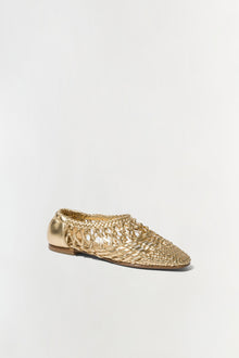 Womens | Eden Metallic Open Weave Flat | Gold