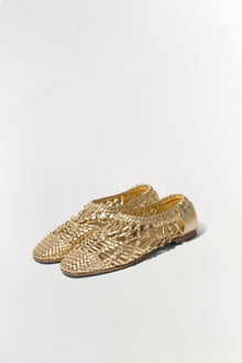 Womens | Eden Metallic Open Weave Flat | Gold