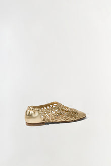 Womens | Eden Metallic Open Weave Flat | Gold