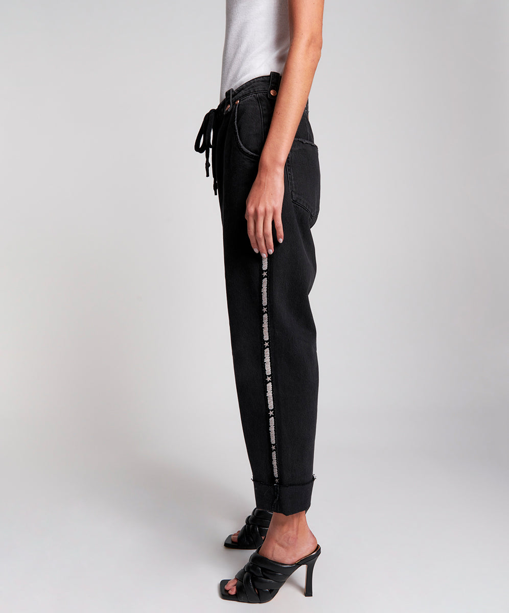 Safari High Waist Relaxed Tapered Denim Jeans | Worn Black