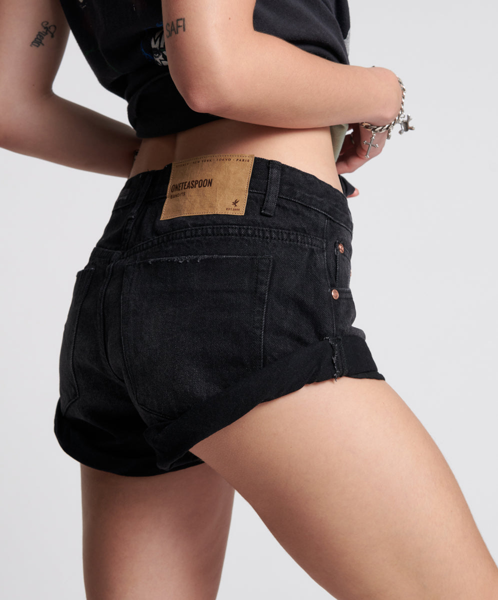 Bandits Low Waist Denim Shorts | Archived Worn Black