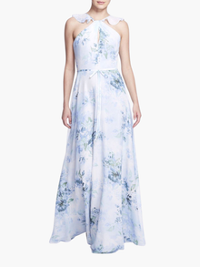 Pavia Printed Gown | Dusty Blue