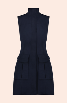 Stretch Cotton Vest Dress | Navy