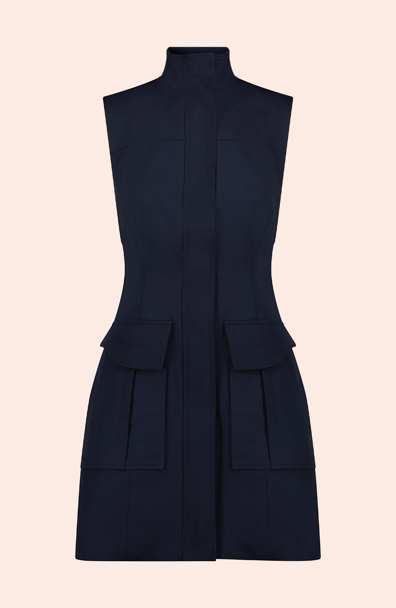 Stretch Cotton Vest Dress | Navy