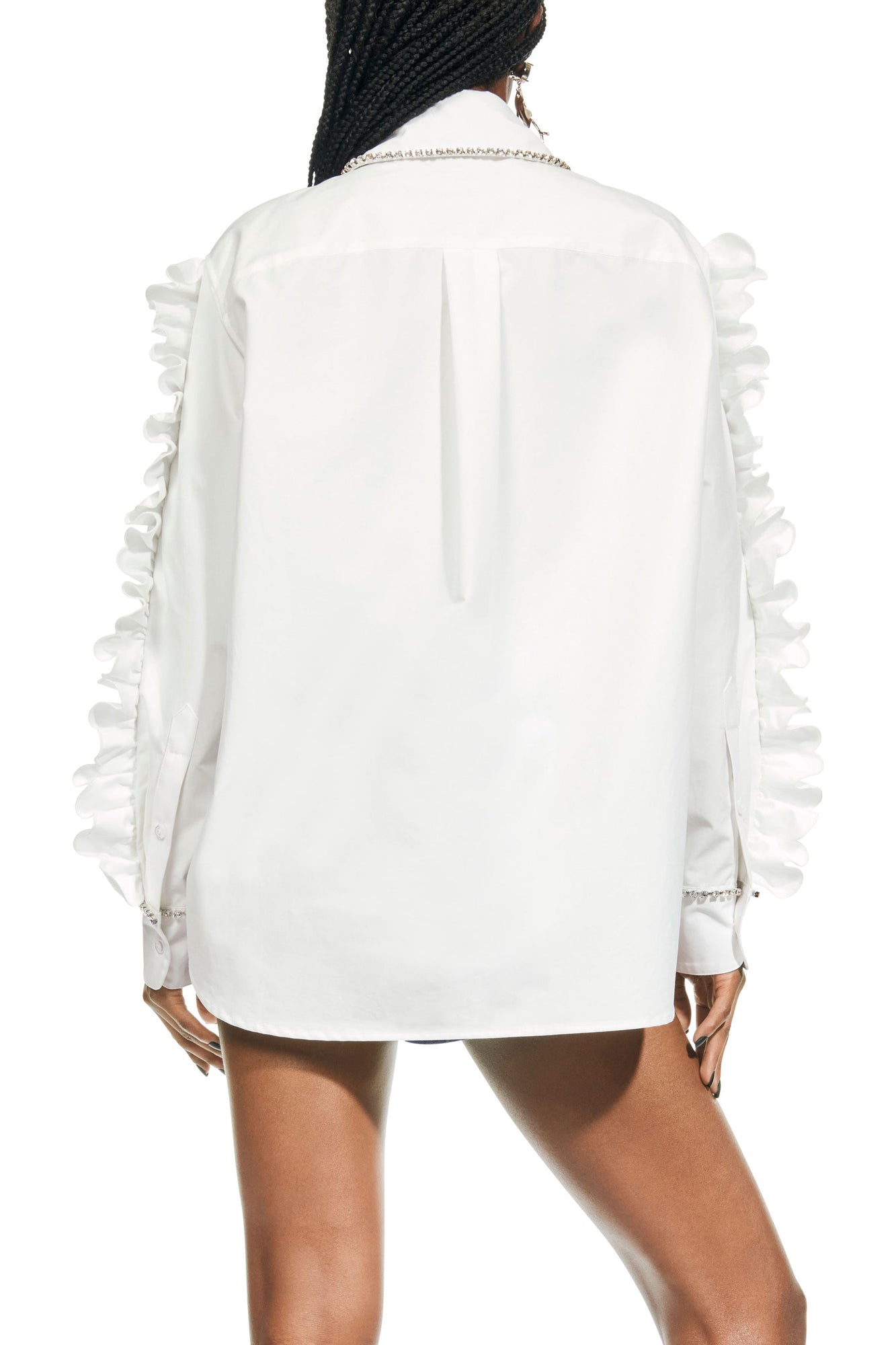 Poplin Ruffle Shirt | White